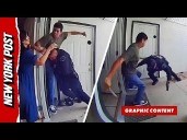 Shocking video shows cop violently attacked with knife by man in front of home