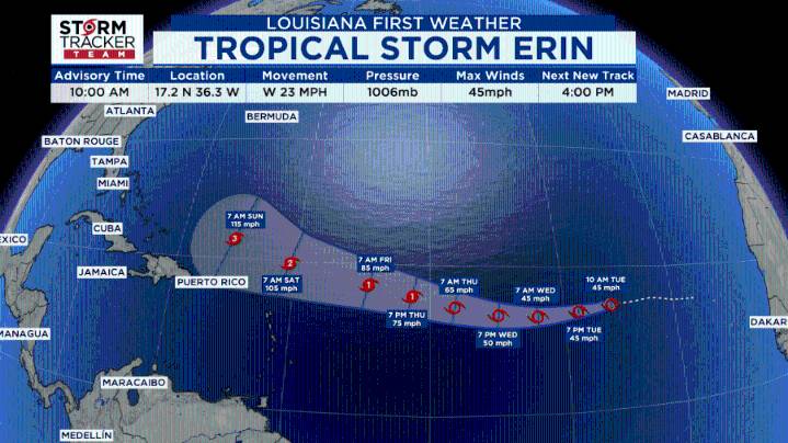 Tracking the Tropics: Erin forecast to become a hurricane by the end of this week