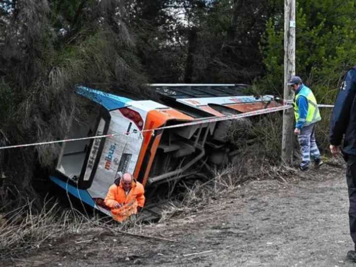 Un micro volcó en el acceso al Cerro Catedral, en Bariloche: "El conductor se desmayó"