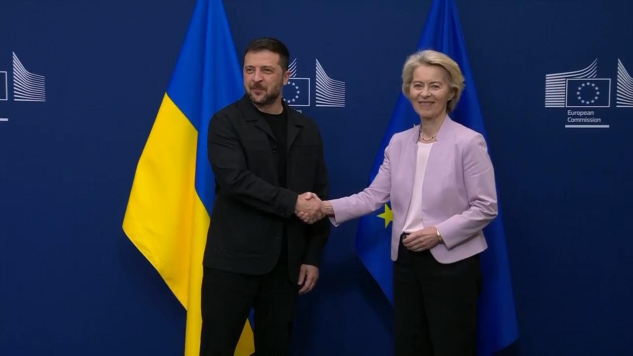 Zelenskyy visits EU headquarters ahead of Washington summit
