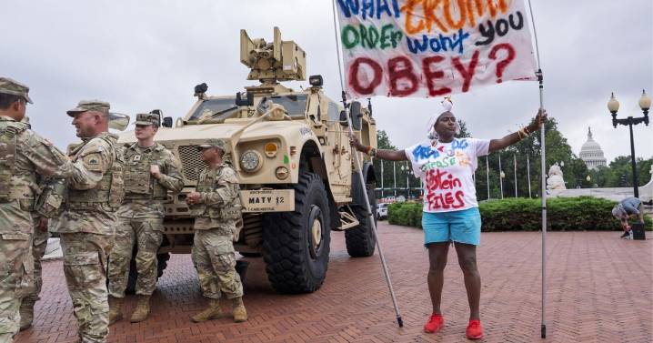 Top White House officials turn to public appearances with troops as a tense Washington watches