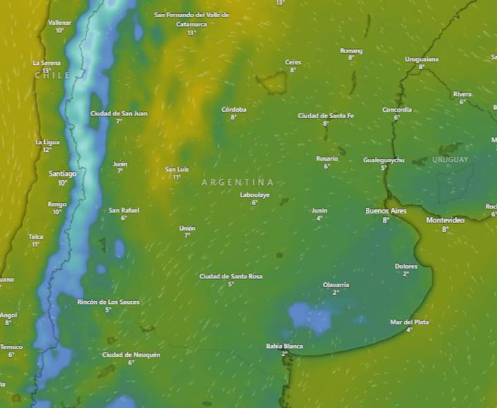 Pronóstico. El frío permanecerá en Buenos Aires durante este viernes y tres provincias estarán bajo alerta por vientos