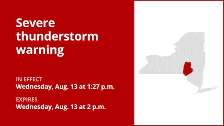 NY weather: Thunderstorms with damaging winds and quarter-sized hail in Delaware and Otsego counties Wednesday