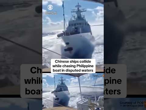 Chinese navy ship collides with vessel operated by Chinese coast guard during chase #shorts