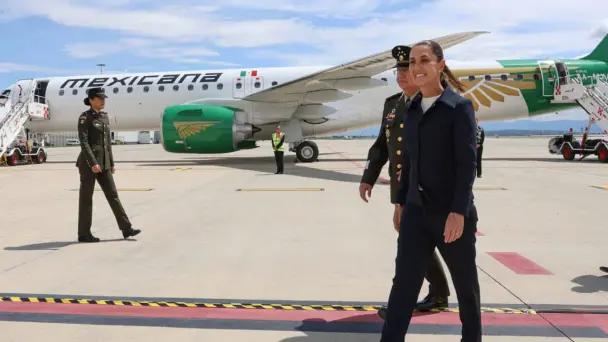 Sheinbaum celebra llegada de tercer avión para Mexicana