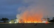 Firefighters remain at Scots field inferno 16 hours later as smoke seen for miles