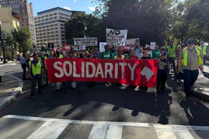 Massive DC rally held in support of union workers, blasts Donald Trump’s policies