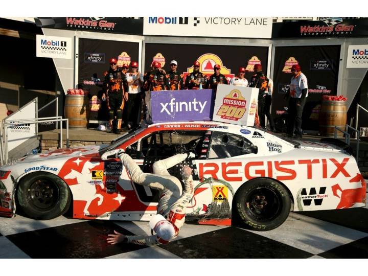 NASCAR driver breaks collarbone in fall from car celebrating win