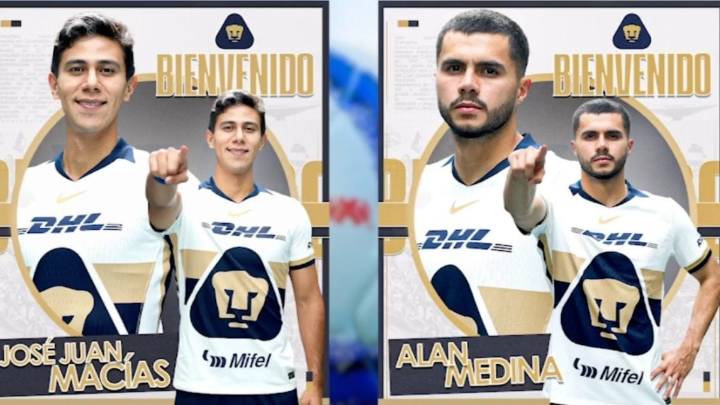 Pumas anuncia a José Juan Macías y Alan Medina como sus nuevos refuerzos