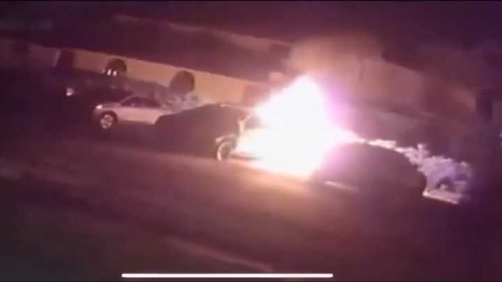 Surveillance video shows Hollywood Police cruiser erupting in flames in arson attack in Kendale Lakes