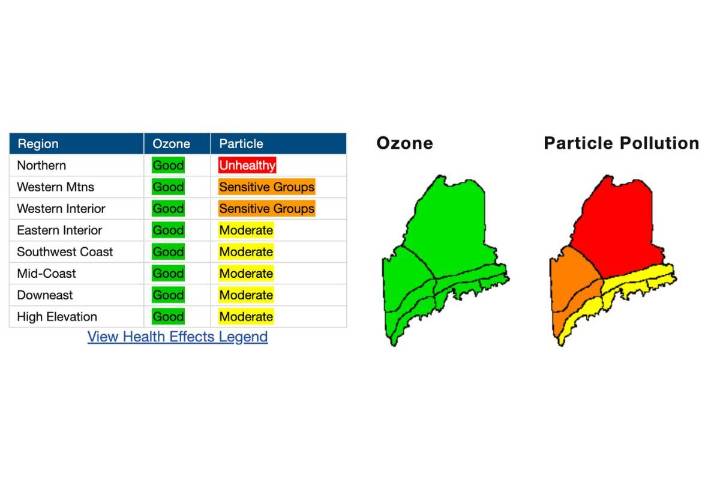 Canadian wildfire smoke pushes Maine air pollution into unhealthy range