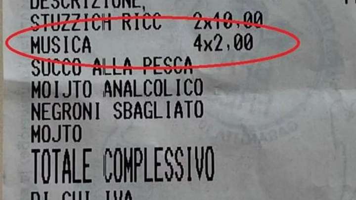 Fury as tourists charged £1.70 per person to listen to the background music while they ate at restaurant in Italy