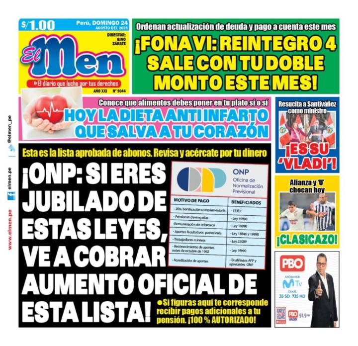 Portada Diario El Men (24/08/2025)