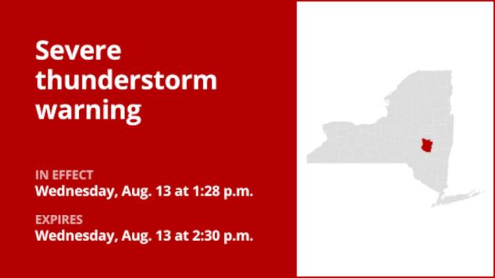 NY weather: Quarter-sized hail and damaging winds expected with thunderstorms in Schoharie County Wednesday