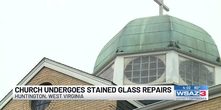 Greek Orthodox church undergoes stained glass repairs