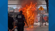 PHOTOS: Van engulfed in flames at Atlanta airport