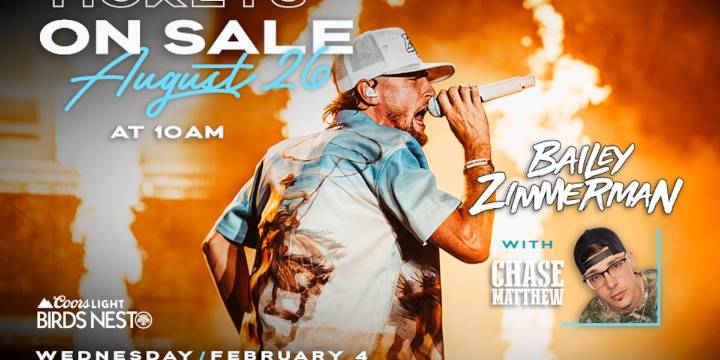 Bailey Zimmerman named headliner for 2026 Coors Light Birds Nest opening night
