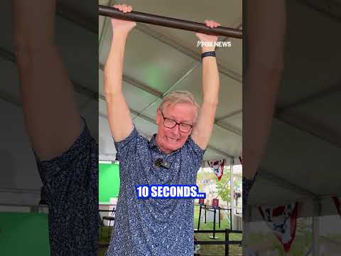 'I'm too old for this': Steve Doocy battles Kelly Saberi in the Hang Tough Challenge #shorts #usa