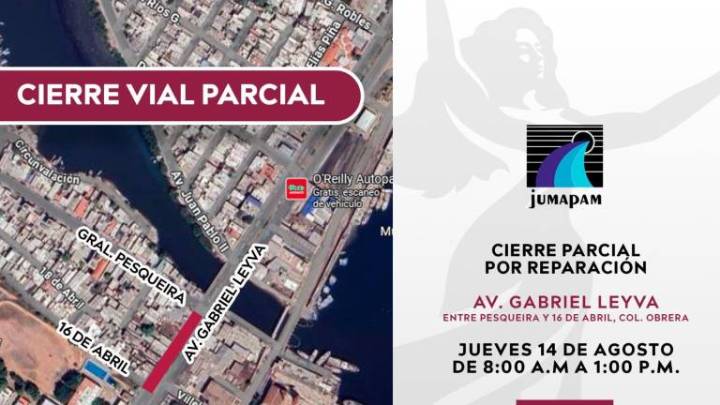 Reducirán este jueves circulación vial en avenida Gabriel Leyva, en Mazatlán, por reparación de fuga de agua