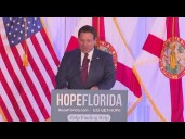 Gov. Ron DeSantis speaking at news conference in Tampa