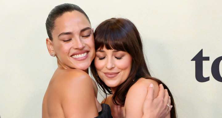 Dakota Johnson Shares Sweet Hug With Adria Arjona at ‘Splitsville’ Premiere | Adria Arjona, Dakota Johnson, David Castaneda, Kyle Marvin, Michael Angelo Covino, Nicholas Braun, O.T. Fagbenle, Splitsvi