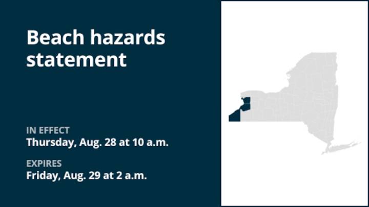 NY weather: Beach hazards statement in place for Erie and Chautauqua counties until 2 a.m. Friday