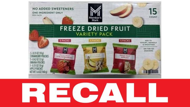 Freeze dried fruits sold at Ohio, PA Sam's Clubs recalled due to Listeria monocytogenes contamination