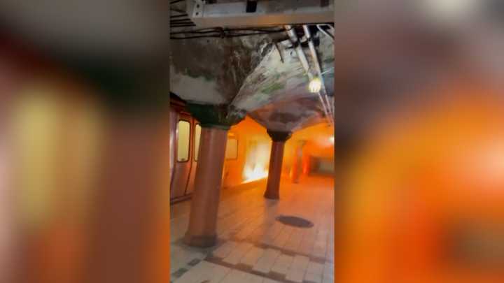 Commuters flee New Jersey train after fire breaks out