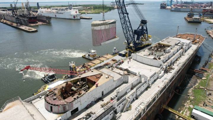 Another milestone in SS United States stripping ahead of becoming artificial reef