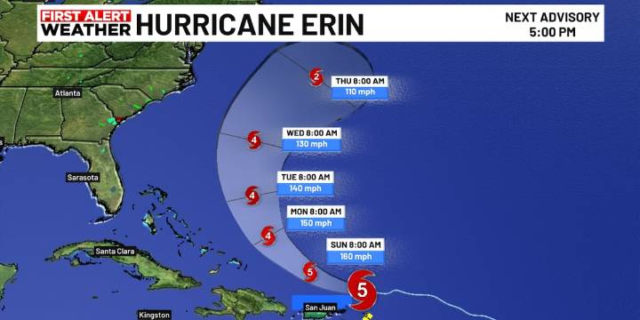 Hurricane Erin explodes to Cat 5 strength: What it means for Florida