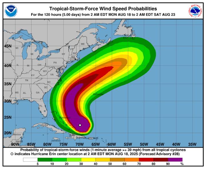 Rapidly Intensifying Hurricane Erin Prompts State of Emergency and Evacuations in North Carolina