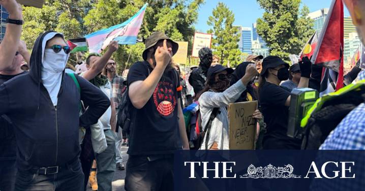 March for Australia: Protesters clash in Brisbane as thousands take to streets for anti