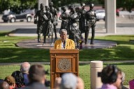 Ceremony held for 20th anniversary of Little Rock Nine statue on state Capitol grounds