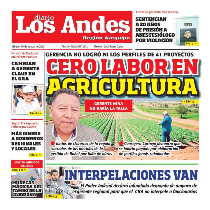 AREQUIPA: Diario Los Andes 30/08/2025