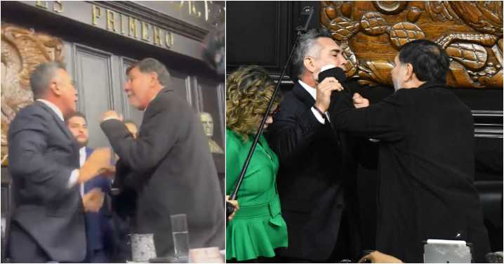 Alejandro Moreno y Fernández Noroña se agarran a golpes en el Senado (VÍDEO)