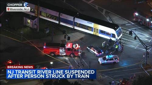 Person struck by River Line light rail in Burlington County, New Jersey