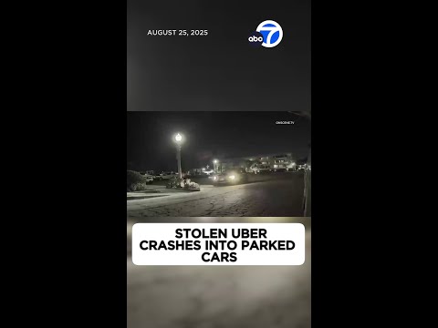 Stolen Uber slams into parked cars in Long Beach