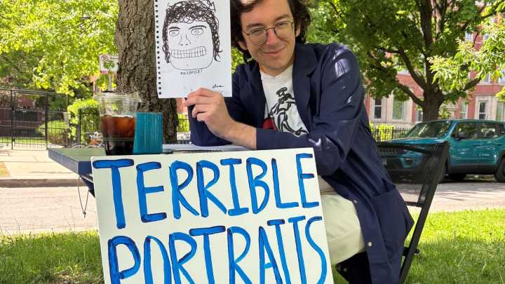 For $5, this man will draw a terrible portrait of you