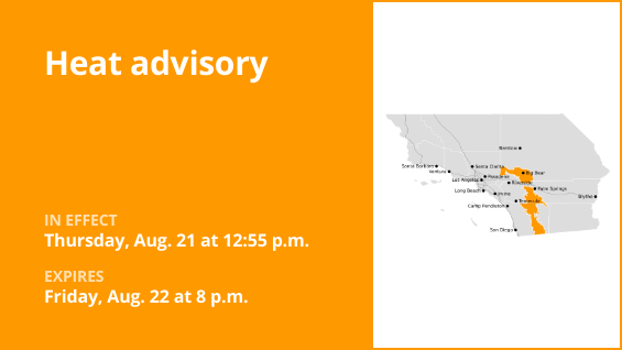 Update: Inland Empire under a heat advisory until Friday evening