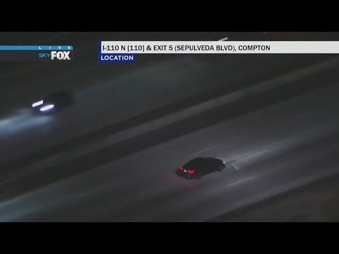 Pursuit driver speeds past other cars on 110 freeway