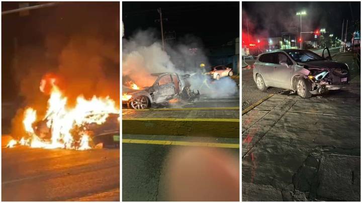 ¡Infierno en el bulevar Pape! Mazda se incendia y jóvenes se salvan de morir calcinados