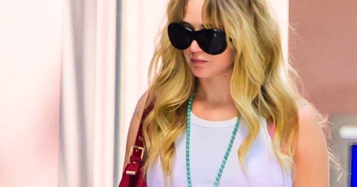 Jennifer Lawrence Does Summer Dressing in Sheer Tank Top & Vintage Pants