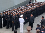 Kim slams South Korea-U.S. drills while inspecting warship