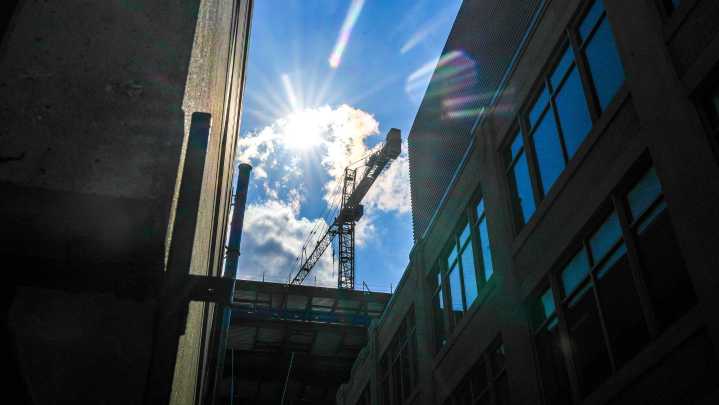 Downtown Providence crane is working on new Brown University labs