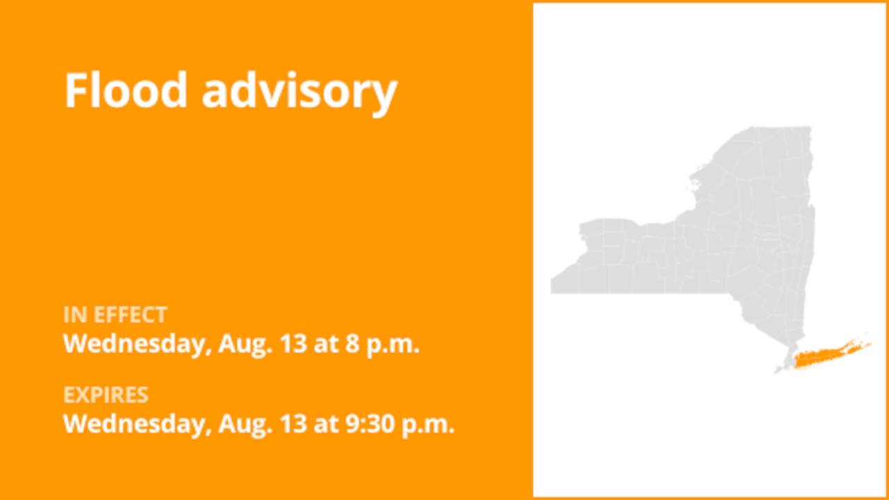 NY weather: Flood advisory issued for Nassau and Suffolk counties Wednesday night due to intense rain