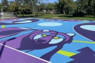 Indigenous artist scores with meaning, colour on Saskatoon basketball court