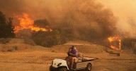 A wildfire is tearing through the mountains north of LA, with thousands under evacuation orders