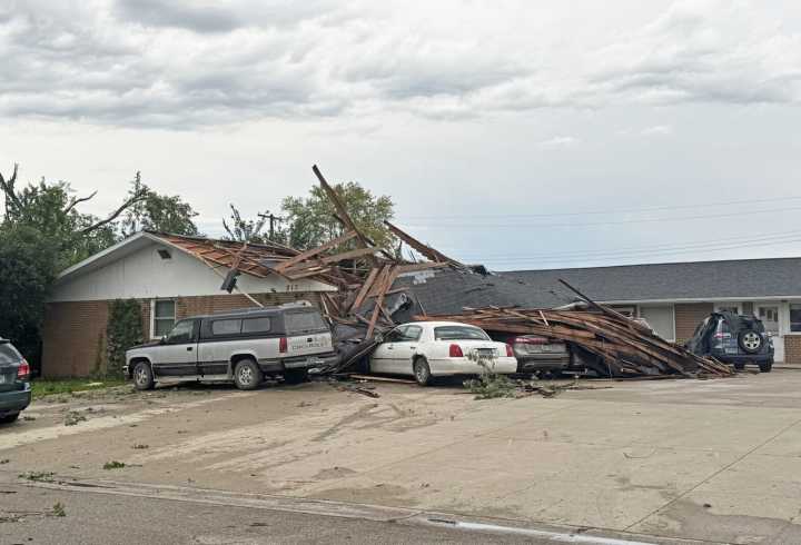 Severe weather in Jamestown damages buildings, downs trees
