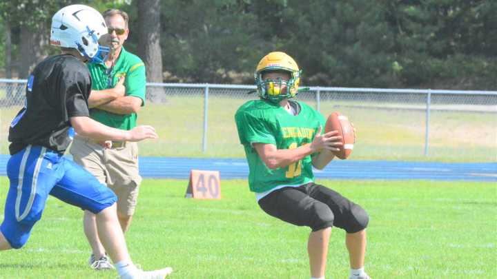 WATCH: Inland Lakes defense breaks up pass during football scrimmage against Engadine
