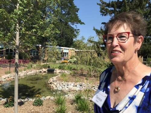 Courtyard garden at Carmel Catholic High School a sanctuary of learning and well